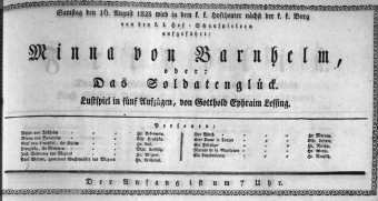 Theaterzettel (Oper und Burgtheater in Wien) 18230816 Seite: 1