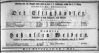 Theaterzettel (Oper und Burgtheater in Wien) 18230818 Seite: 1