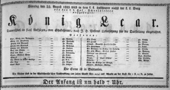 Theaterzettel (Oper und Burgtheater in Wien) 18230825 Seite: 1