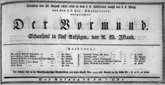 Theaterzettel (Oper und Burgtheater in Wien) 18230826 Seite: 1