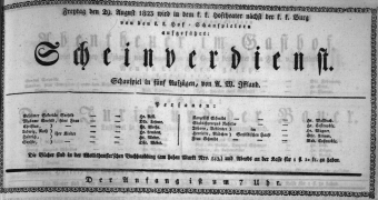Theaterzettel (Oper und Burgtheater in Wien) 18230829 Seite: 1