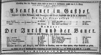 Theaterzettel (Oper und Burgtheater in Wien) 18230830 Seite: 1