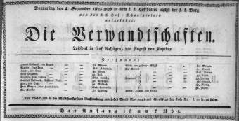 Theaterzettel (Oper und Burgtheater in Wien) 18230904 Seite: 1