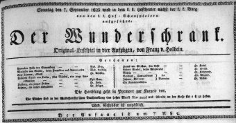 Theaterzettel (Oper und Burgtheater in Wien) 18230907 Seite: 1