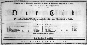 Theaterzettel (Oper und Burgtheater in Wien) 18230909 Seite: 1