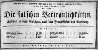 Theaterzettel (Oper und Burgtheater in Wien) 18230917 Seite: 1