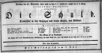Theaterzettel (Oper und Burgtheater in Wien) 18230923 Seite: 1