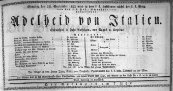 Theaterzettel (Oper und Burgtheater in Wien) 18230928 Seite: 1