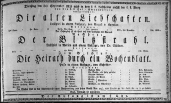 Theaterzettel (Oper und Burgtheater in Wien) 18230930 Seite: 1