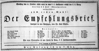 Theaterzettel (Oper und Burgtheater in Wien) 18231004 Seite: 1