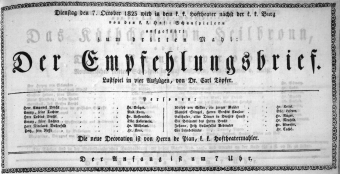 Theaterzettel (Oper und Burgtheater in Wien) 18231007 Seite: 1