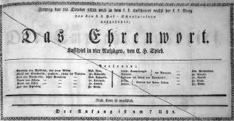 Theaterzettel (Oper und Burgtheater in Wien) 18231010 Seite: 1