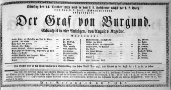 Theaterzettel (Oper und Burgtheater in Wien) 18231014 Seite: 1
