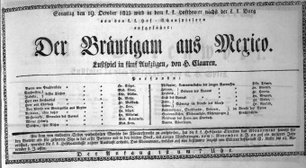 Theaterzettel (Oper und Burgtheater in Wien) 18231019 Seite: 1