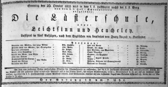 Theaterzettel (Oper und Burgtheater in Wien) 18231026 Seite: 1