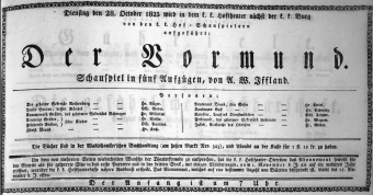 Theaterzettel (Oper und Burgtheater in Wien) 18231028 Seite: 1
