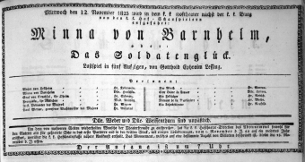 Theaterzettel (Oper und Burgtheater in Wien) 18231112 Seite: 1