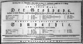 Theaterzettel (Oper und Burgtheater in Wien) 18231114 Seite: 1