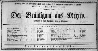Theaterzettel (Oper und Burgtheater in Wien) 18231116 Seite: 1