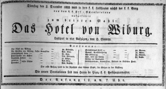 Theaterzettel (Oper und Burgtheater in Wien) 18231202 Seite: 1