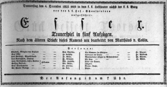 Theaterzettel (Oper und Burgtheater in Wien) 18231204 Seite: 1