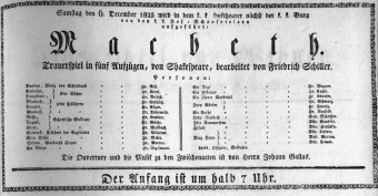 Theaterzettel (Oper und Burgtheater in Wien) 18231206 Seite: 1