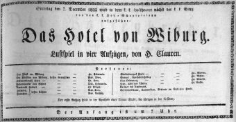 Theaterzettel (Oper und Burgtheater in Wien) 18231207 Seite: 1