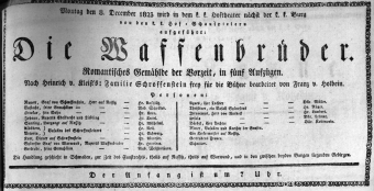 Theaterzettel (Oper und Burgtheater in Wien) 18231208 Seite: 1
