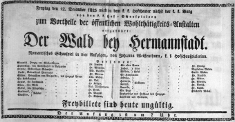 Theaterzettel (Oper und Burgtheater in Wien) 18231212 Seite: 1