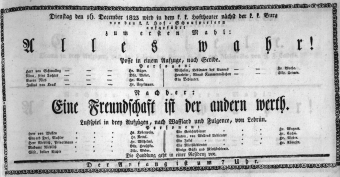 Theaterzettel (Oper und Burgtheater in Wien) 18231216 Seite: 1