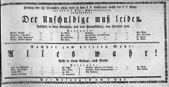 Theaterzettel (Oper und Burgtheater in Wien) 18231219 Seite: 1