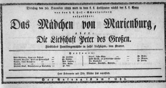 Theaterzettel (Oper und Burgtheater in Wien) 18231230 Seite: 1