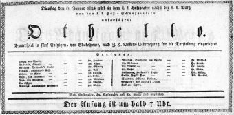 Theaterzettel (Oper und Burgtheater in Wien) 18240106 Seite: 1