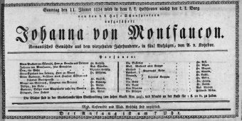 Theaterzettel (Oper und Burgtheater in Wien) 18240111 Seite: 1