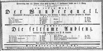Theaterzettel (Oper und Burgtheater in Wien) 18240115 Seite: 1
