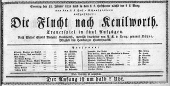 Theaterzettel (Oper und Burgtheater in Wien) 18240118 Seite: 1
