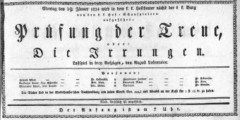 Theaterzettel (Oper und Burgtheater in Wien) 18240119 Seite: 1