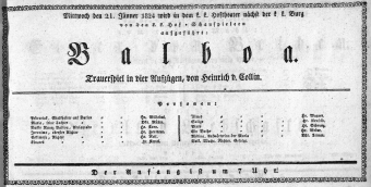Theaterzettel (Oper und Burgtheater in Wien) 18240121 Seite: 1
