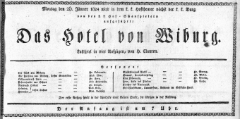 Theaterzettel (Oper und Burgtheater in Wien) 18240126 Seite: 1