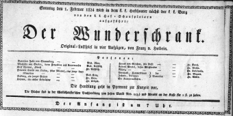 Theaterzettel (Oper und Burgtheater in Wien) 18240201 Seite: 1