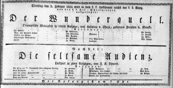 Theaterzettel (Oper und Burgtheater in Wien) 18240203 Seite: 1
