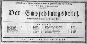 Theaterzettel (Oper und Burgtheater in Wien) 18240204 Seite: 1
