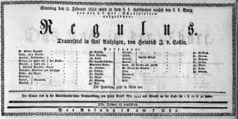 Theaterzettel (Oper und Burgtheater in Wien) 18240208 Seite: 1