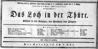 Theaterzettel (Oper und Burgtheater in Wien) 18240209 Seite: 1
