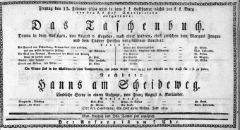 Theaterzettel (Oper und Burgtheater in Wien) 18240213 Seite: 1
