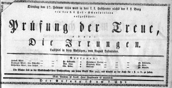 Theaterzettel (Oper und Burgtheater in Wien) 18240217 Seite: 1