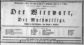 Theaterzettel (Oper und Burgtheater in Wien) 18240301 Seite: 1
