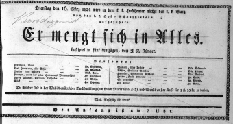 Theaterzettel (Oper und Burgtheater in Wien) 18240316 Seite: 1