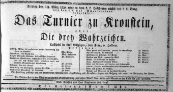 Theaterzettel (Oper und Burgtheater in Wien) 18240319 Seite: 1