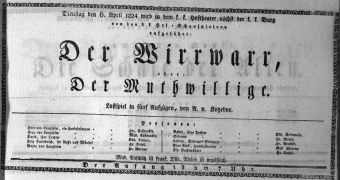 Theaterzettel (Oper und Burgtheater in Wien) 18240406 Seite: 1
